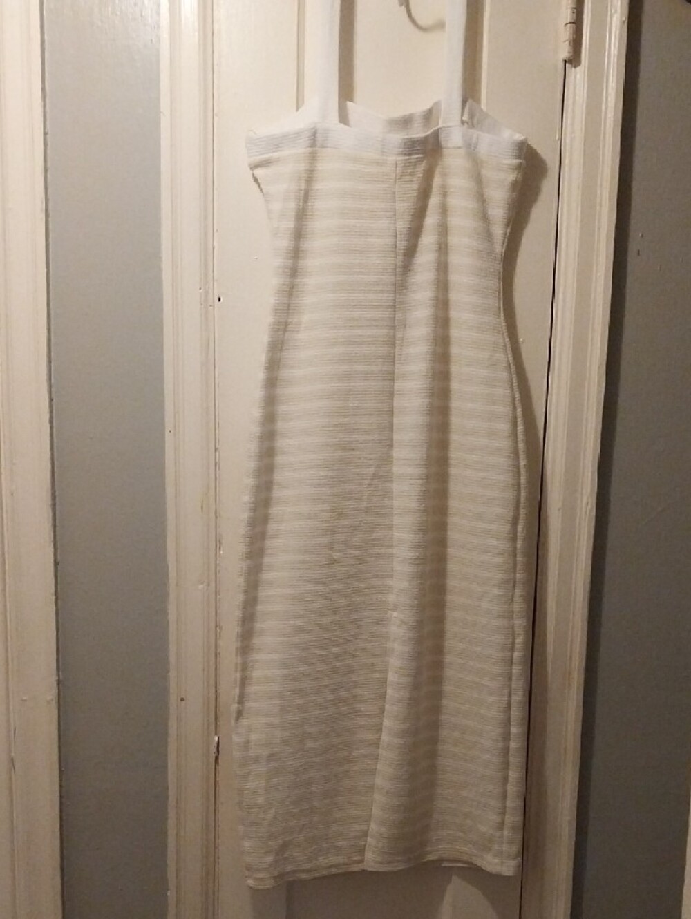 White Striped Button-Front Spaghetti Strap Maxi Dress - Picture 2 of 2